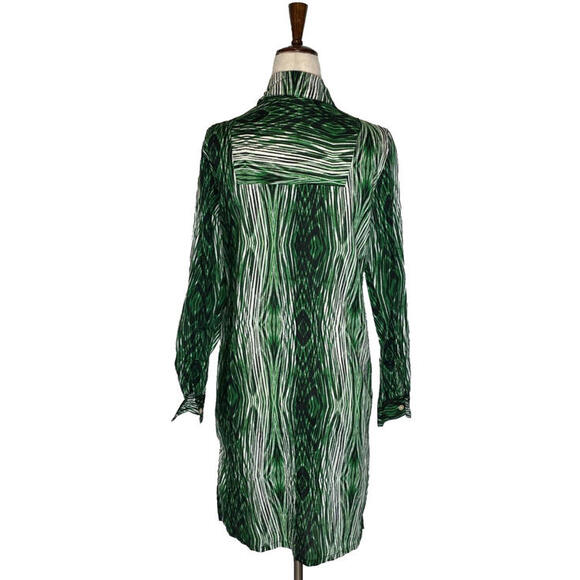 Derek Lam For Design Nation Cotton Shirt Dress Long Sleeve Woodgrain Green XS - Picture 4 of 8